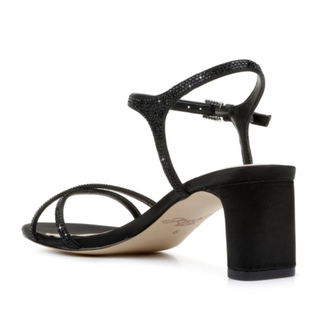 Jewel Badgley Mischka Omari Il Buckle-Detail Satin Block Heels Size 9 - Picture 3 of 13
